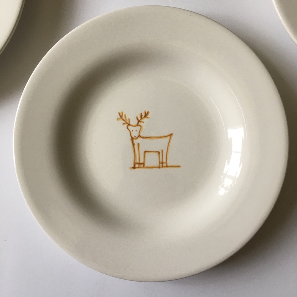Set of 4 Pottery Barn Stag Dinner Plate Dishes